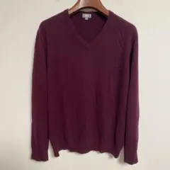 UNIQLO カシミヤ100% バーガンディ Vネック セーター XL