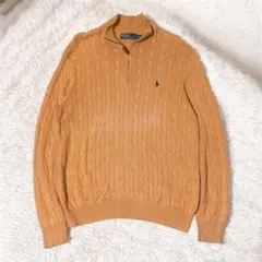 【ポロ ラルフローレン】オレンジ ハーフジップニットセーター　Lサイズ　シルク
