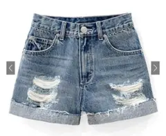 ダメージロールアップデニムショートパンツ［cu349］GRL