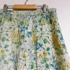 【L】スイス製　ヴィンテージ 花柄フレアスカート レトロ 膝丈 JUPE-fix