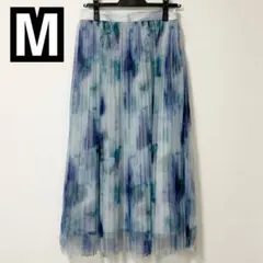 Dazy プリーツロングスカート 水色 青 グラデーション M ブルー