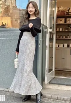 GRL ラメチェックツイードマーメイドスカート