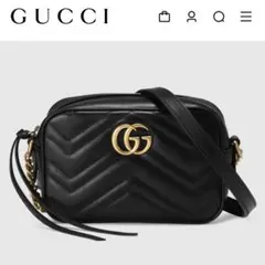 GUCCI GGマーモント ミニカメラバッグ ブラック