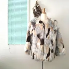 SENSE OF PLACE ミックスカラーファーコート