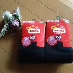 履くホカロン　裏起毛　タイツ 160デニール 2枚セット　黒　150