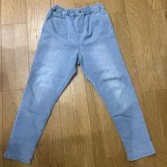 ライトブルー スリムフィットパンツ ゴム入り