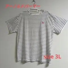 大きいサイズ3L　アーノルドパーマー　白/紺ストライプ半袖チュニック(Tシャツ)のサムネイル