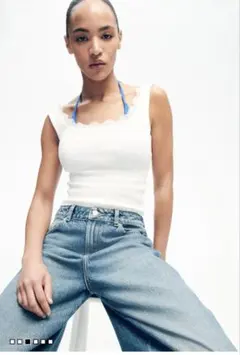 H&M レーストリムタンクトップ　S ホワイトのサムネイル