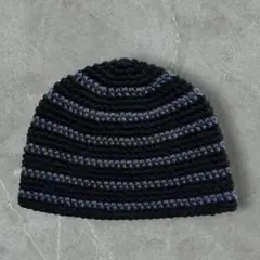 222クラッシャーハット　古着　クロシェハット　ビーニー　ボーダー