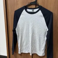 UNIQLO 長袖Tシャツ グレー/ネイビー Lサイズ