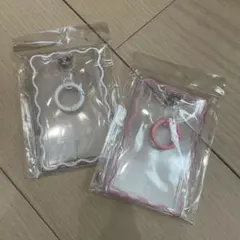 カラビナ付き カードケース ピンク　ホワイト