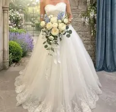 ウェディングドレス Aライン　パニエ付き