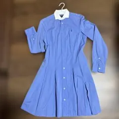 Polo Ralph Lauren 青 長袖シャツワンピース サイズ4