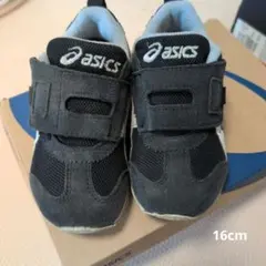 asics 黒 スニーカー ベルクロ　16cm