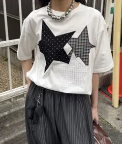 【CIAOPANIC】 スターパッチワークTee Tシャツ 白のサムネイル