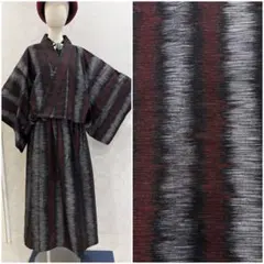 ۞ 1116 着物リメイク 薄手 縦ライン ショート丈羽織 ロングスカート