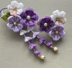 【003】つまみ細工　七五三　髪飾り　浴衣着物　和装 紫