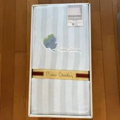 未使用【ピエールカルダン】アップリケボアフラットシーツ　シングル　グレー×白