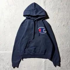 【Y8342】champion パーカー　フーディー　サイズM ネイビー