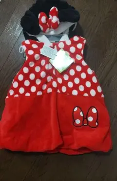 値下げ　新品　ミニーちゃん　フリース着ぐるみ　なりきり服女の子110ベスト秋冬