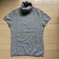 UNIQLO ユニクロ カシミヤ100% タートルネック半袖ニット グレー　S