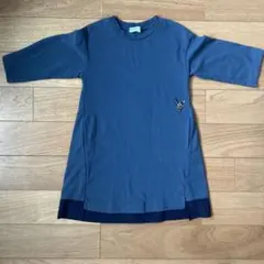 hakka 青色 七分袖 ワンピース