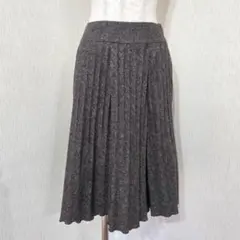 INDIVI プリーツスカート 膝下丈 ブラウングレー系 キラキラ フレア 36