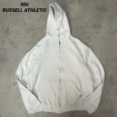 00s RUSSELL ATHLETIC ジップ　パーカー　ホワイト　無地