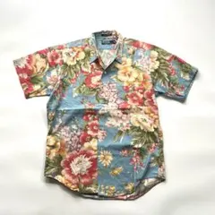 【90s 激レア】ラルフローレン ポストカード柄 アロハシャツ L ピンク 開襟 90s 激レア】ラルフローレン ポストカード柄 アロハシャツ L ピンク