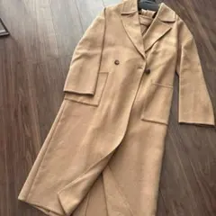 キャメルベージュ ダブルブレスト ロングコート