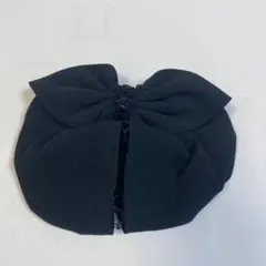 黒リボン バレッタ網付き