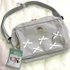 女の子 ショルダーバック 猫 ハートチャーム リボン ゲーム機も入るサイズ 新品