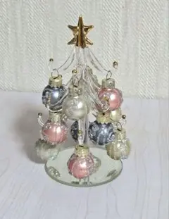 ガラス製 クリスマスツリー キラキラ 卓上 ドロップツリー