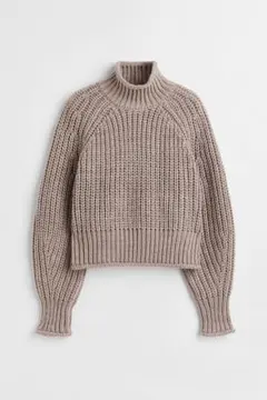 H&M ベージュ チャンキーニットクロップドセーター M