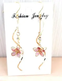 408# ピアス ハンドメイド フラワー レジン 桜 夏ピアス 秋ピアス