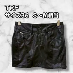 N0428　フェイクレザーミニスカート　フロントボタン　ストレッチ素材　Ｍ