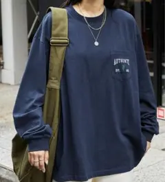 U.S. POLO ASSN. ロゴ刺繍 ビッグシルエットポケット長袖Tシャツ