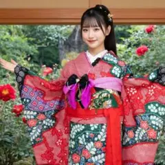 振袖　完全フルセット　26点　成人式　結婚式　前撮り　赤　レッド　黒　総絞り