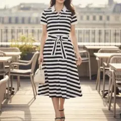 【美品】POLO RARPH LAUREN 半袖 ワンピース ポニー刺繍 リボン