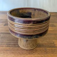 陶器製花瓶 14.7×13.5cm 華道 生け花 花器 剣山付きのサムネイル