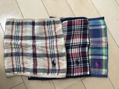 ラルフローレン　チェック柄コットンタオルハンカチ3枚セット