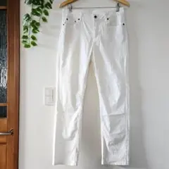 ホワイトパンツ スリムストレートパンツ 白パン ストレッチ 73cmのサムネイル