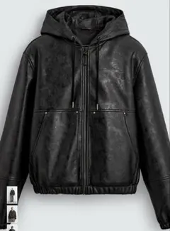 ZARA レザーパーカー　フーデッド　ジャケット