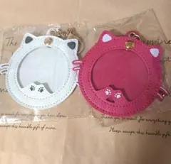 可愛い ネコ耳 前足つき缶バッジケース　缶バッチホルダー キーホルダー推し活2色
