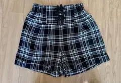 黒と白と青のチェック ハーフパンツ 150cm