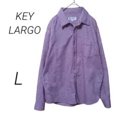 KEY　LARGO　ヘリンボーン調　シャツ　赤系　L　(2L009)
