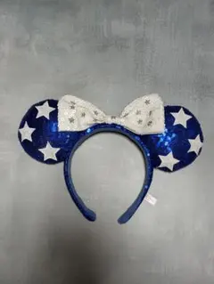ディズニー カチューシャ 青 星柄 スパンコール ブルーカチューシャ アメリカン