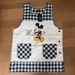 ミッキーマウス エプロン チェック柄　ディズニー　タグ付き　美品