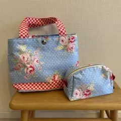 花柄トートバッグとポーチのセット