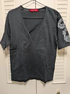 A.S.M. ブラック Vネック Tシャツのサムネイル